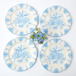 New Mrs. Alice Seville Blue Gardenia Dinner Plate (Set Of 4)
