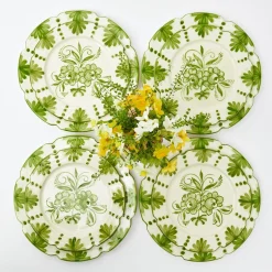 Best Mrs. Alice Seville Green Gardenia Dinner & Starter Plates (Set Of 8)