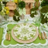 Hot Mrs. Alice Seville Green Gardenia Dinner & Starter Plates (Set Of 8)
