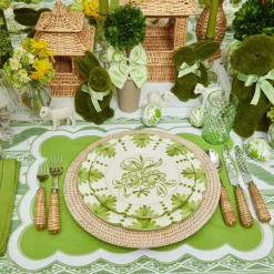 Hot Mrs. Alice Seville Green Gardenia Dinner & Starter Plates (Set Of 8)