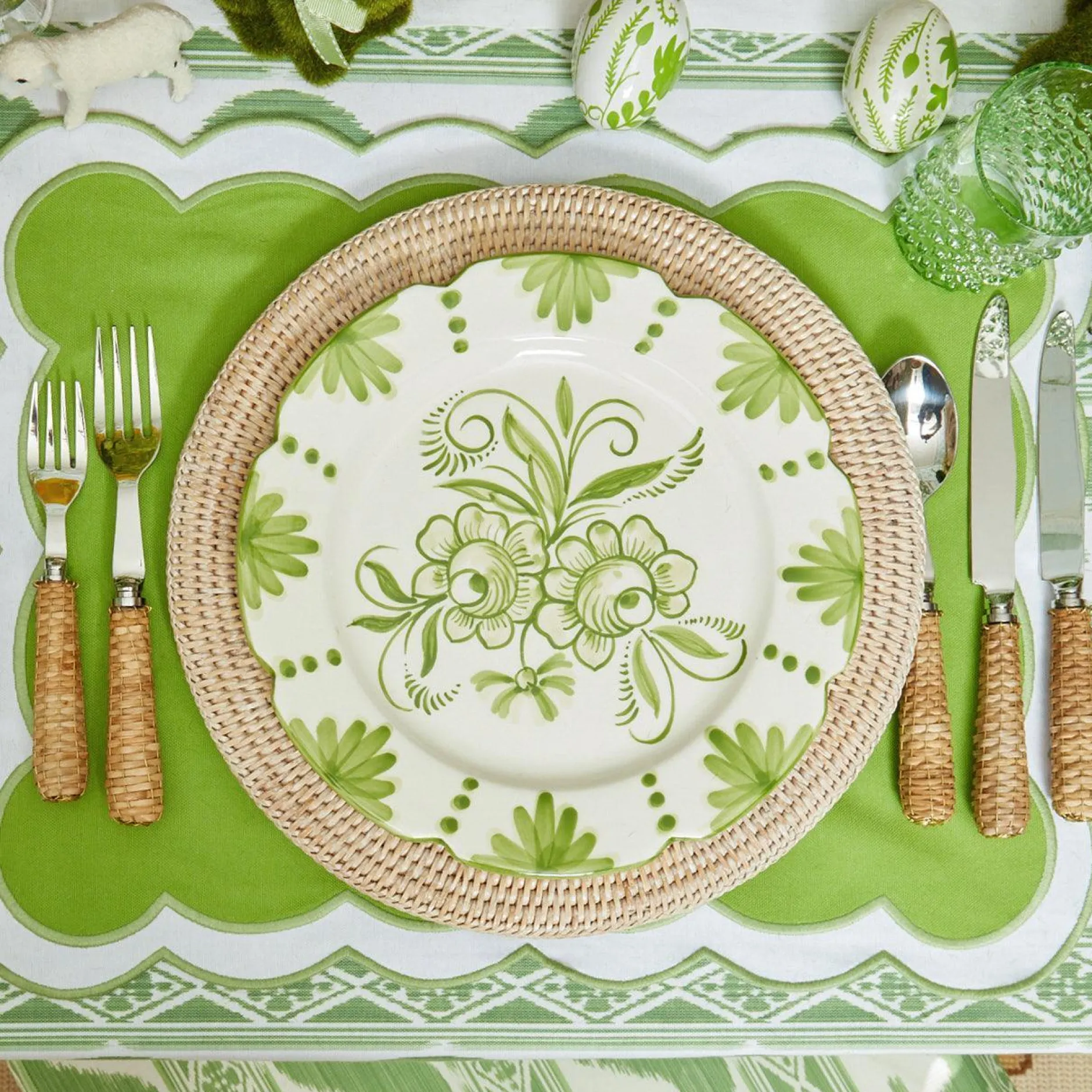 Outlet Mrs. Alice Seville Green Gardenia Dinner Plate
