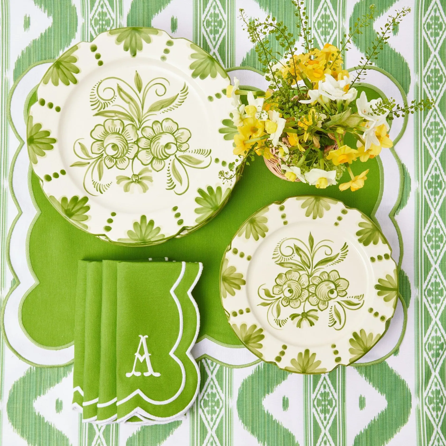 Outlet Mrs. Alice Seville Green Gardenia Dinner Plate