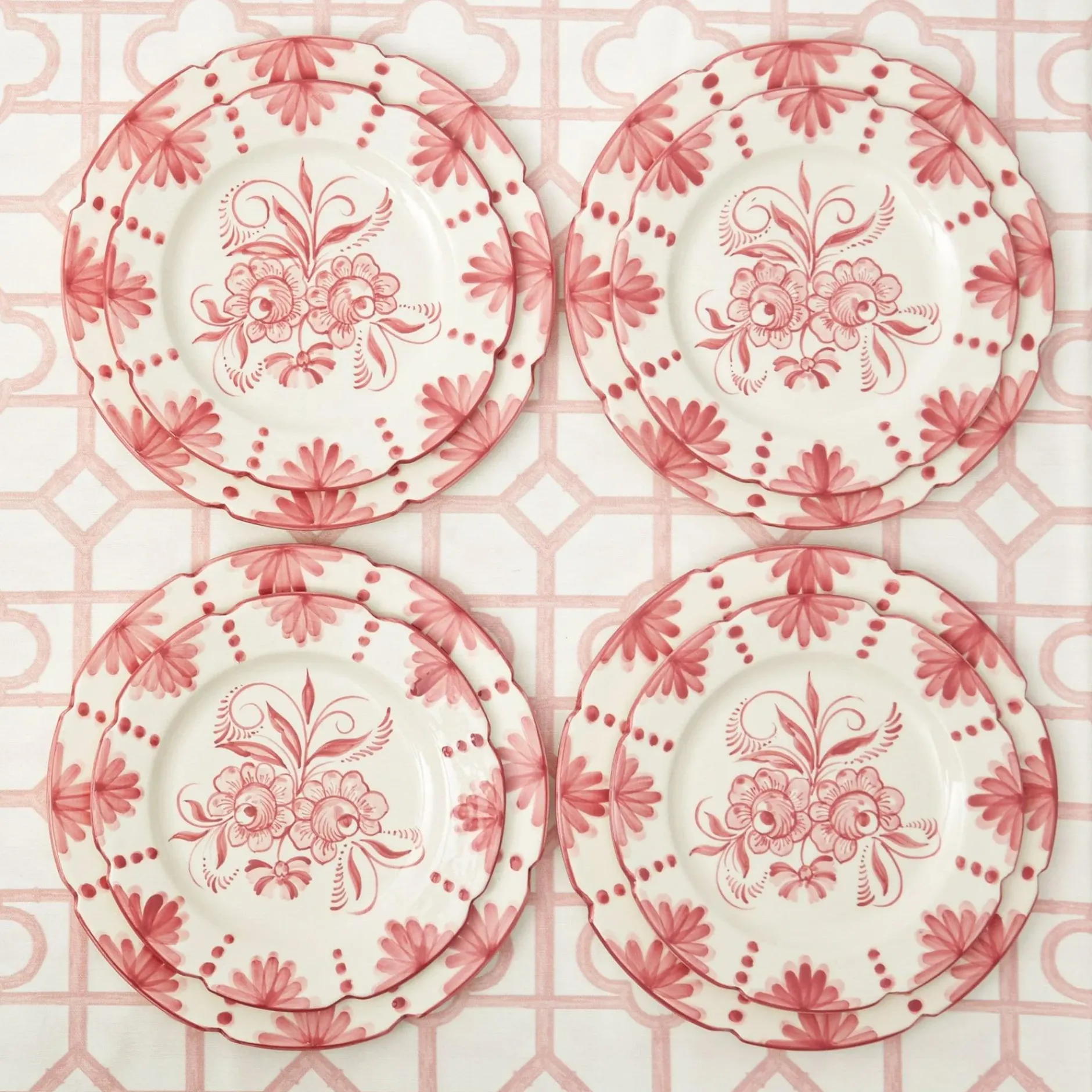 Outlet Mrs. Alice Seville Pink Gardenia Dinner & Starter Plates (Set Of 8)