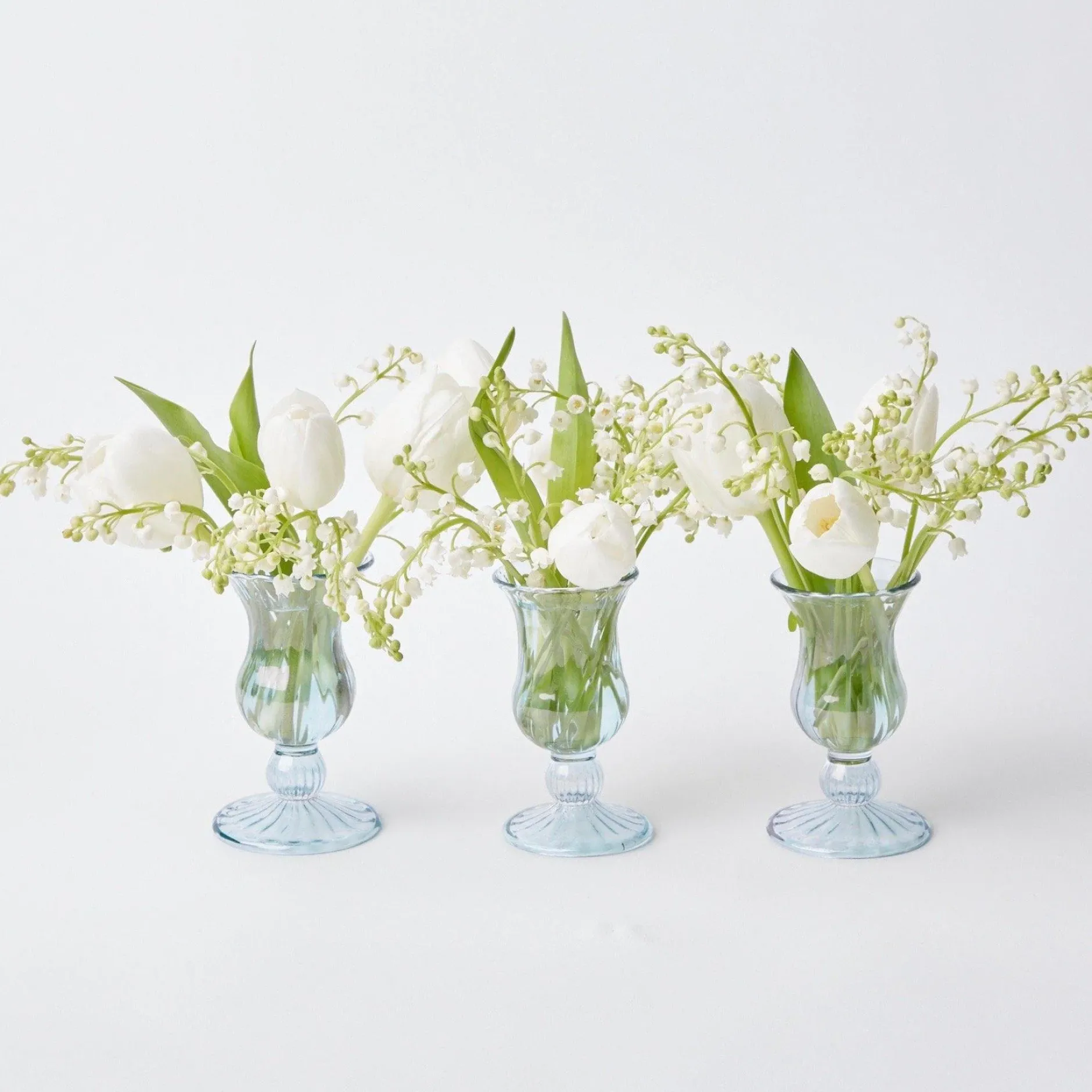 Outlet Mrs. Alice Small Blue Fluted Vase (Set Of 3)