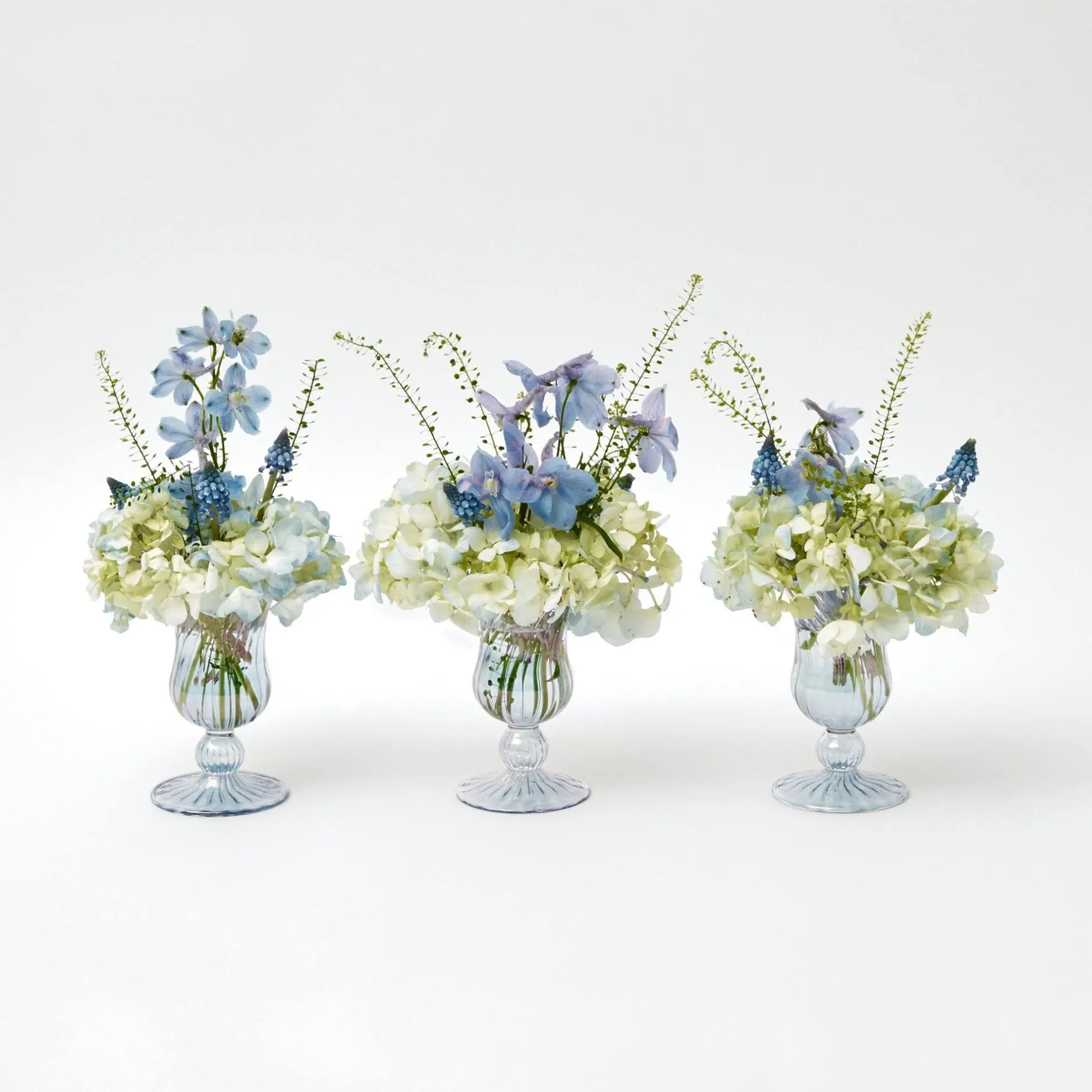 Outlet Mrs. Alice Small Blue Fluted Vase (Set Of 3)