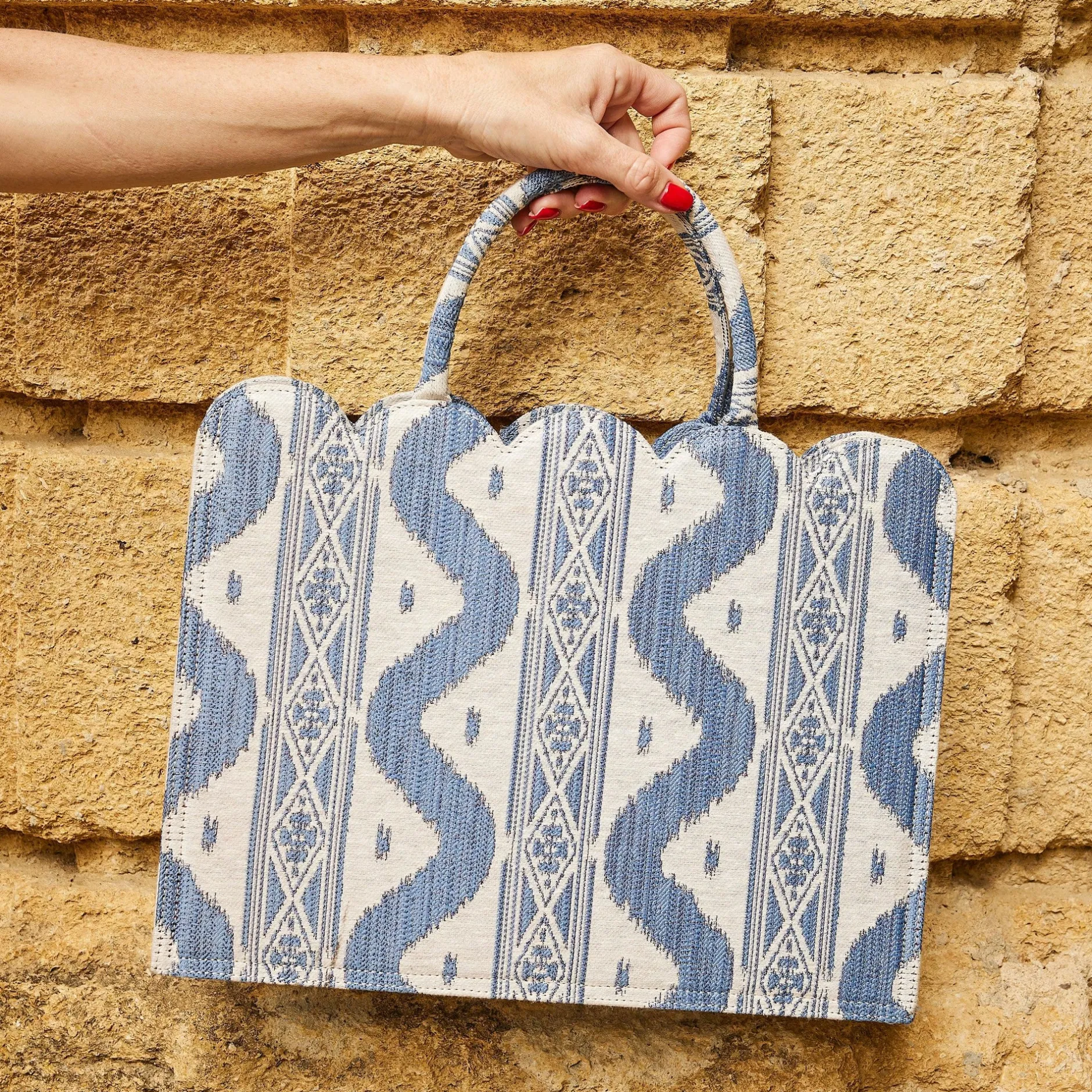 Sale Mrs. Alice Small Tote Bag (Blue Ikat)