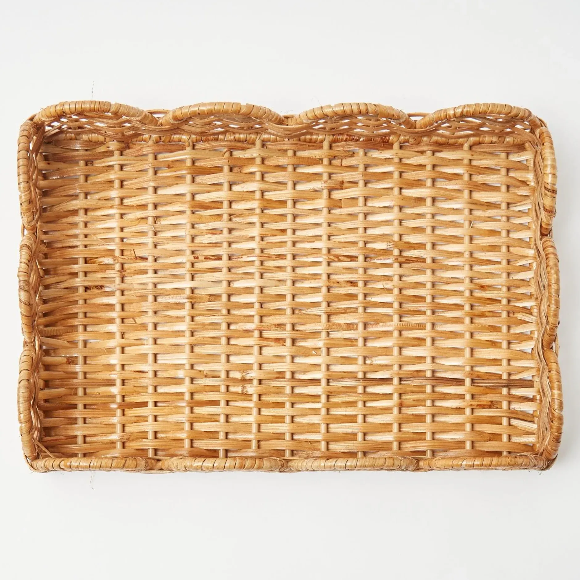 Hot Mrs. Alice Small Scalloped Rattan Tray
