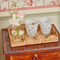 Sale Mrs. Alice Small Scalloped Rattan Tray