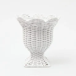 Discount Mrs. Alice Small White Rattan Urn Vase