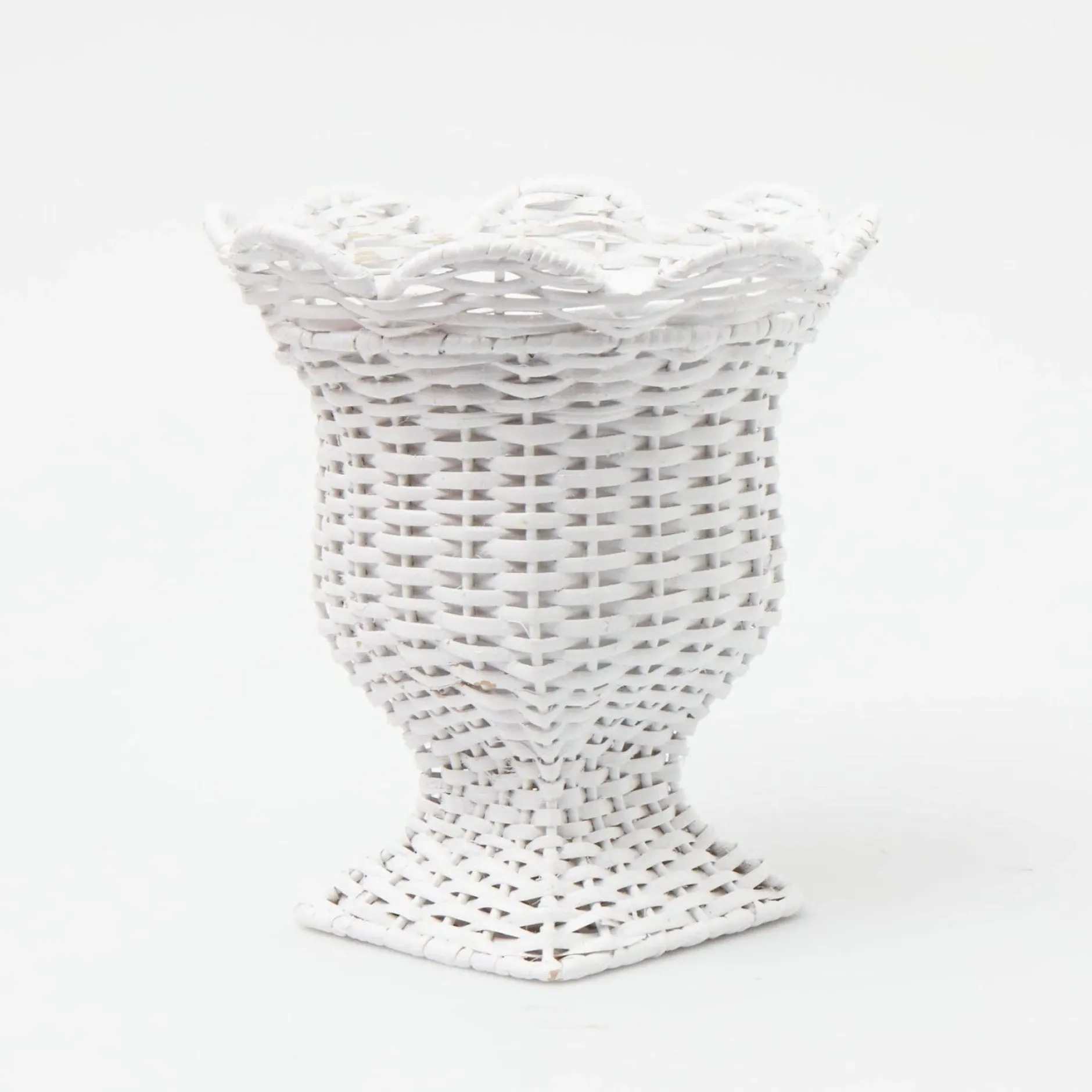 New Mrs. Alice Small White Rattan Urn Vase