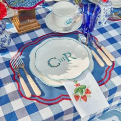 Online Mrs. Alice Strawberry White Linen Embroidered Napkins (Set Of 4)