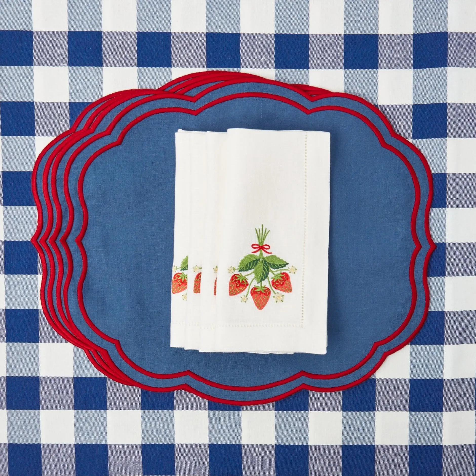 Online Mrs. Alice Strawberry White Linen Embroidered Napkins (Set Of 4)