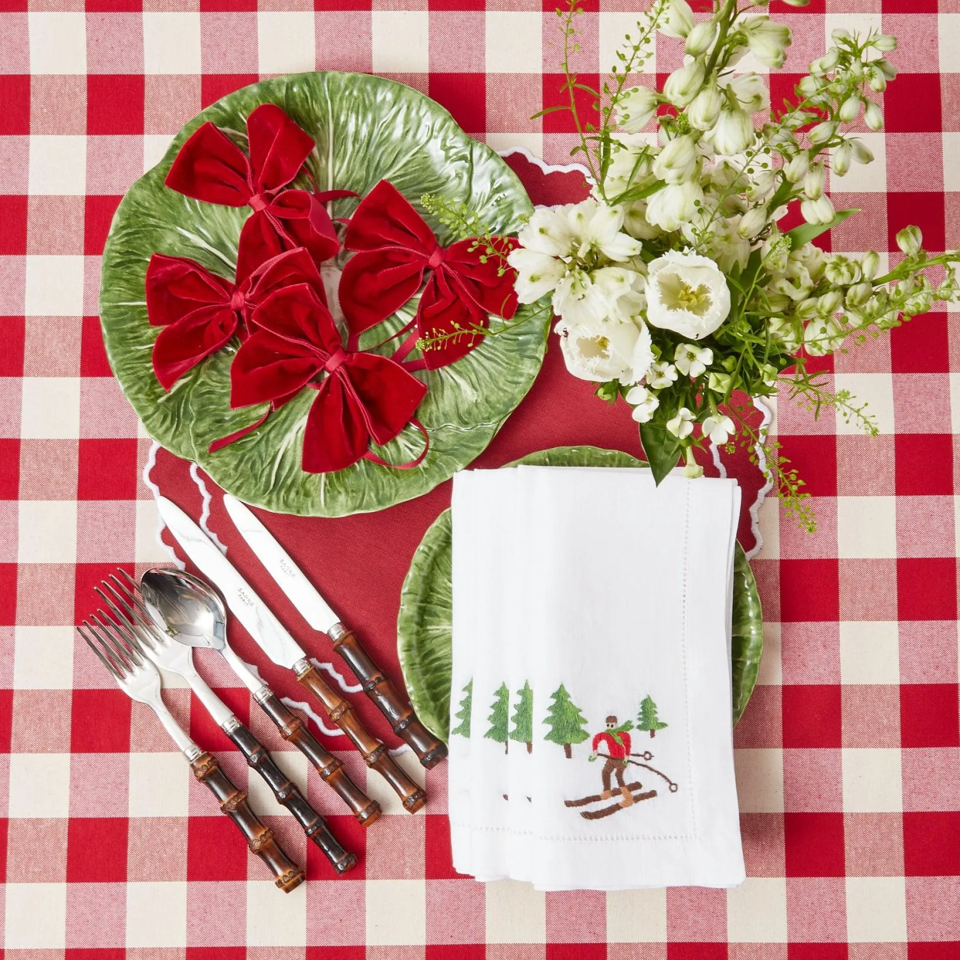 Discount Mrs. Alice Swiss Red Gingham Tablecloth