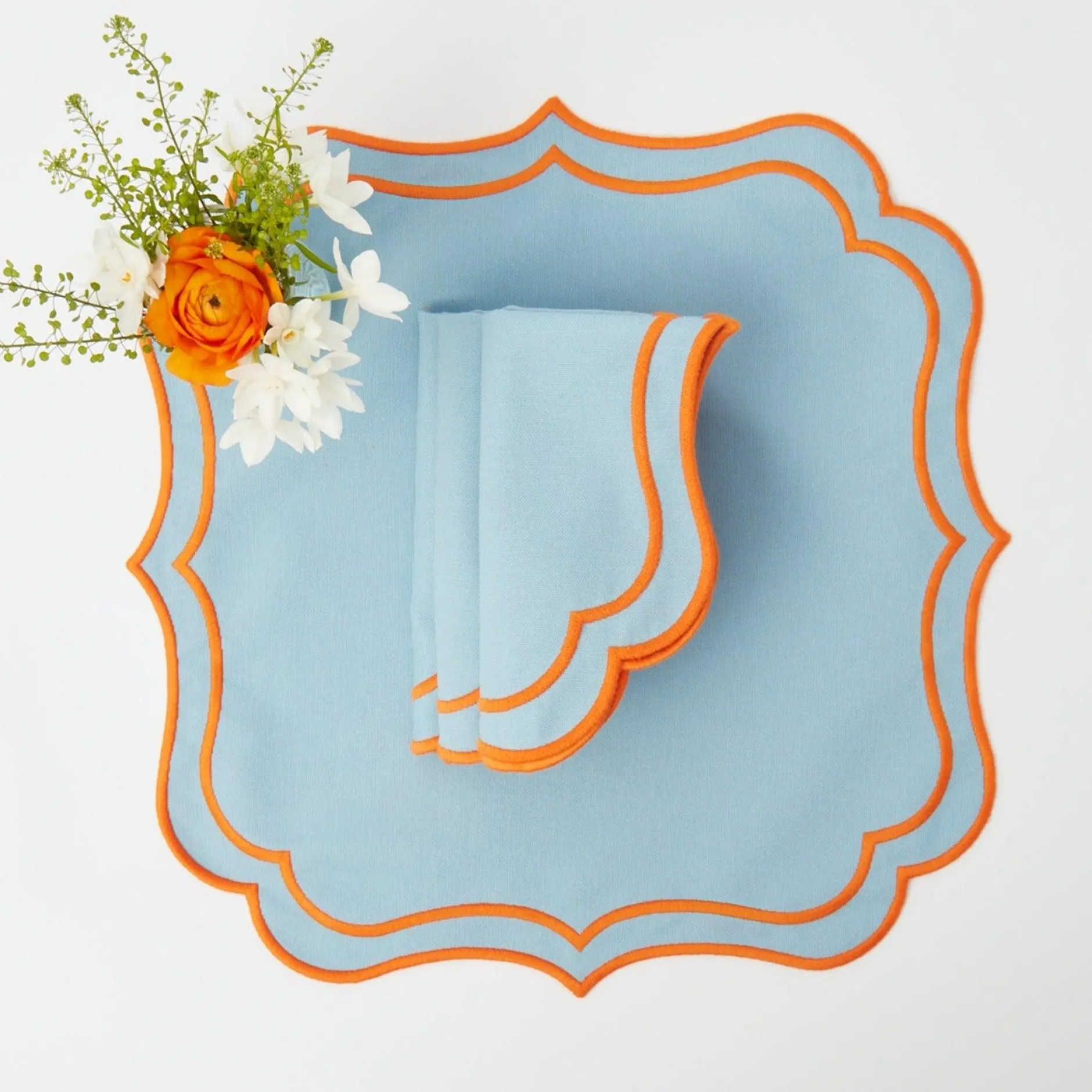 Mrs. Alice Sylvie Blue & Orange Napkins (Set Of 4)