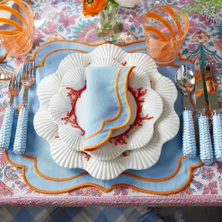 Outlet Mrs. Alice Sylvie Blue And Orange Placemats & Napkins (Set Of 4)