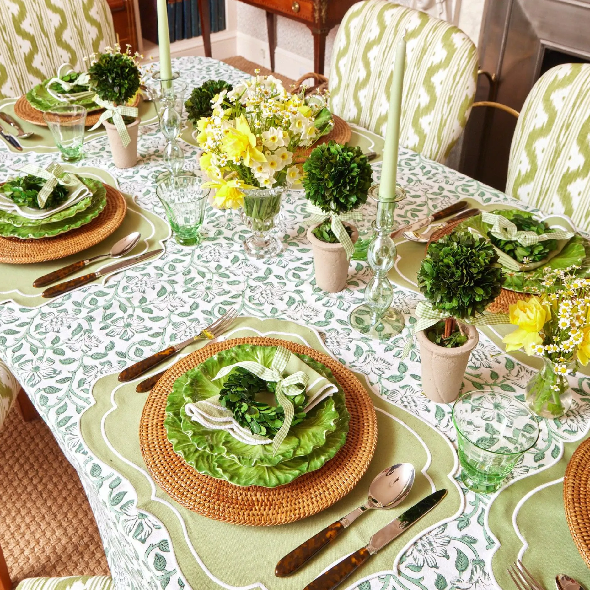 Outlet Mrs. Alice Sylvie Green Embroidered Placemats (Set Of 4)