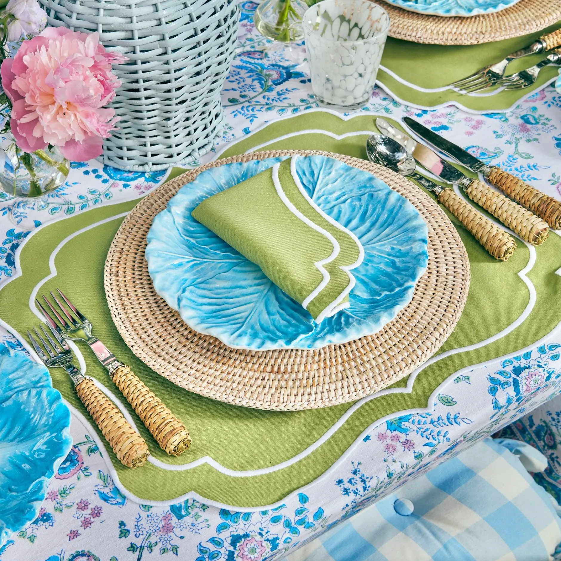Online Mrs. Alice Sylvie Green Embroidered Placemats & Napkins (Set Of 4)