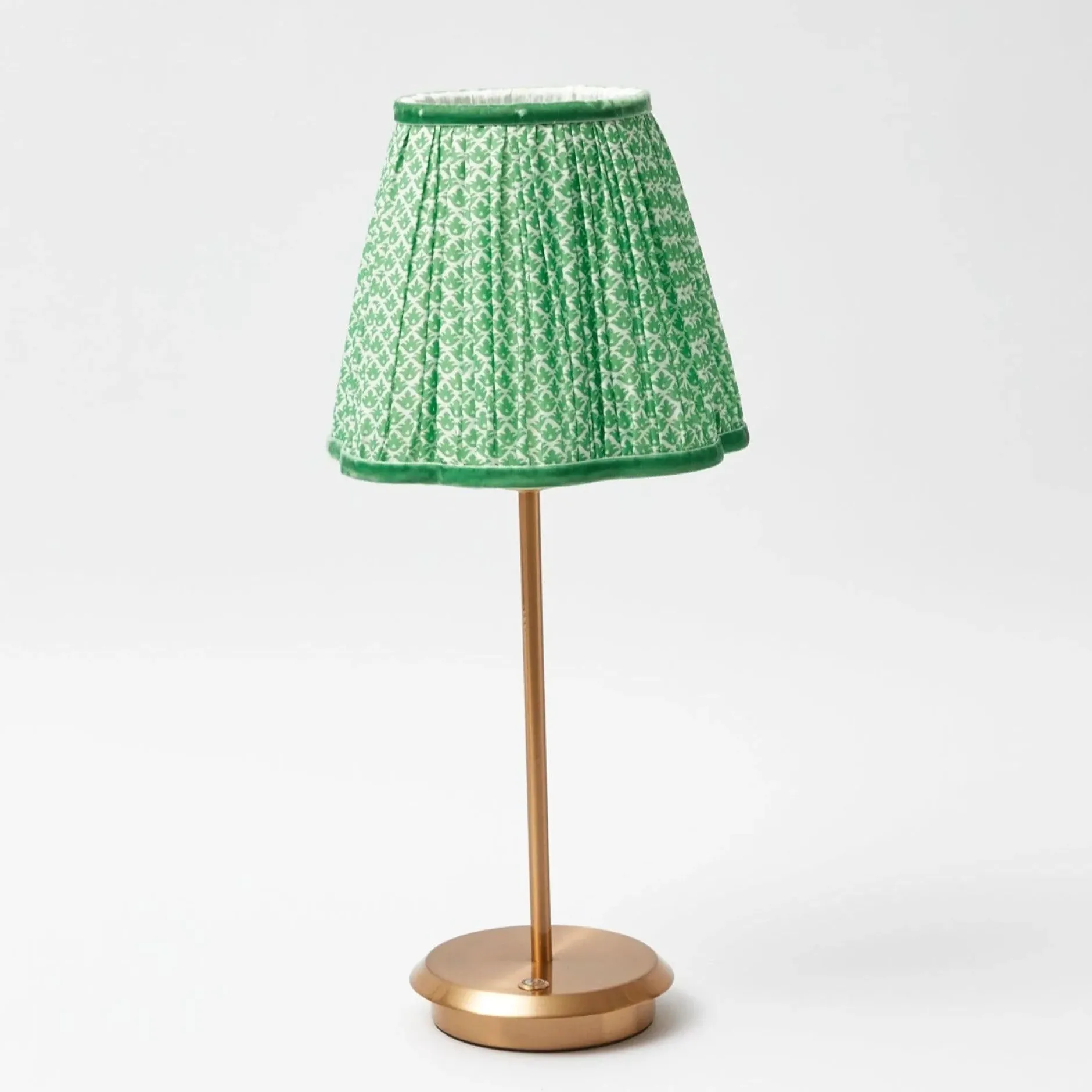 Clearance Mrs. Alice Tall Rechargeable Lamp With Green Lotus Lampshade