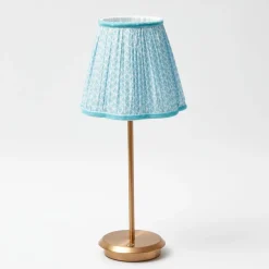 Hot Mrs. Alice Tall Rechargeable Lamp With Baby Blue Lotus Lampshade