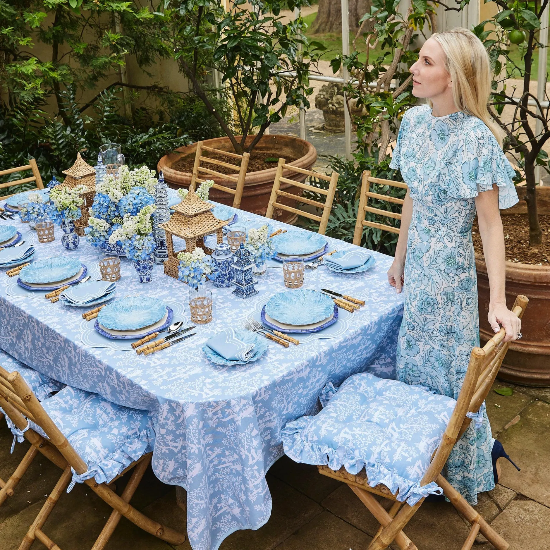 Mrs. Alice Three Piece Chinoiserie Vase