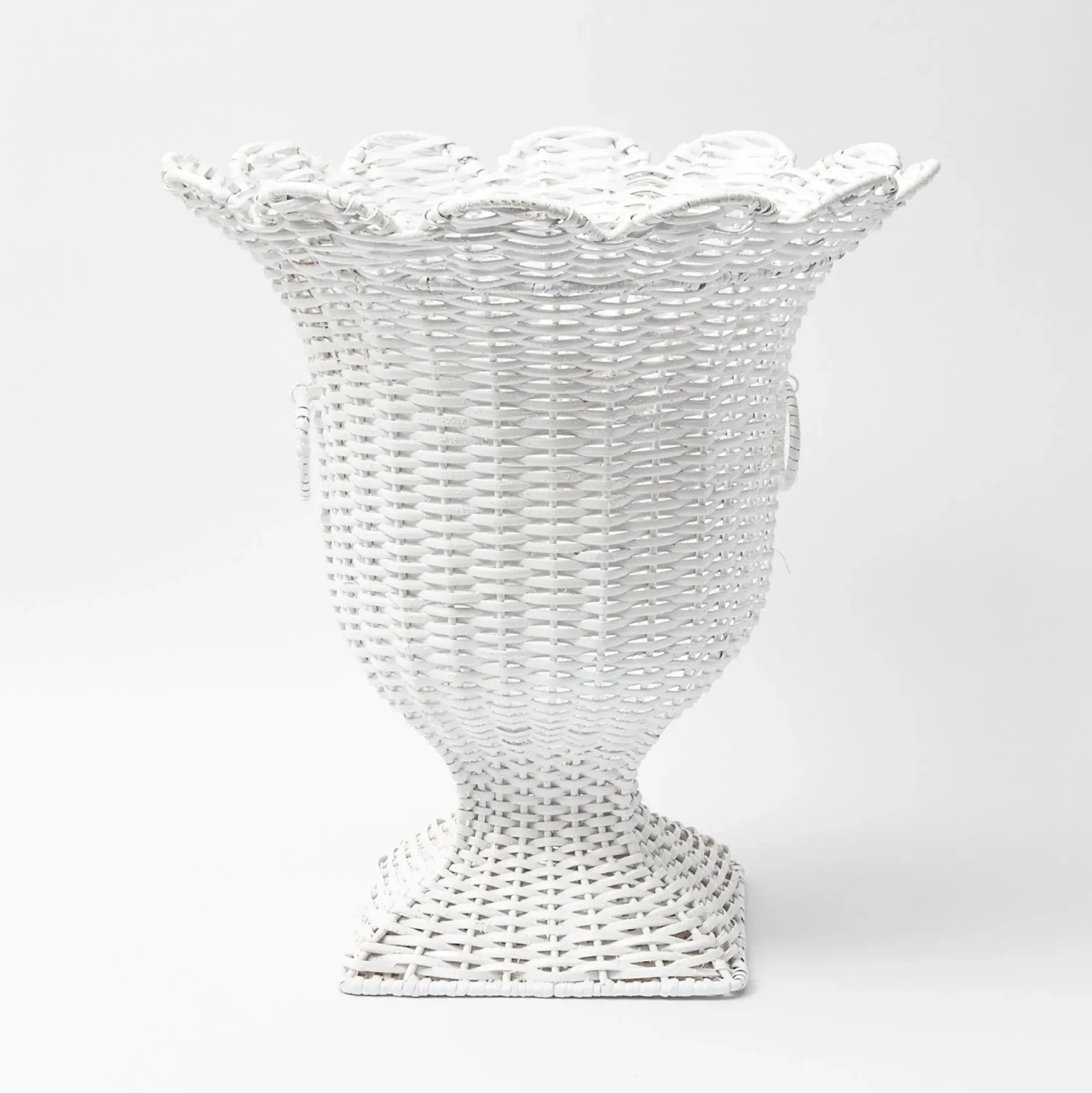 New Mrs. Alice White Liliana Scalloped Rattan Urn