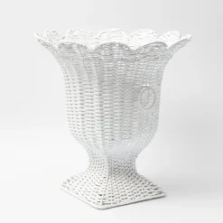 New Mrs. Alice White Liliana Scalloped Rattan Urn