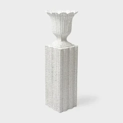 Clearance Mrs. Alice White Liliana Scalloped Rattan Pedestal And Urn