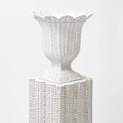 Clearance Mrs. Alice White Liliana Scalloped Rattan Pedestal And Urn