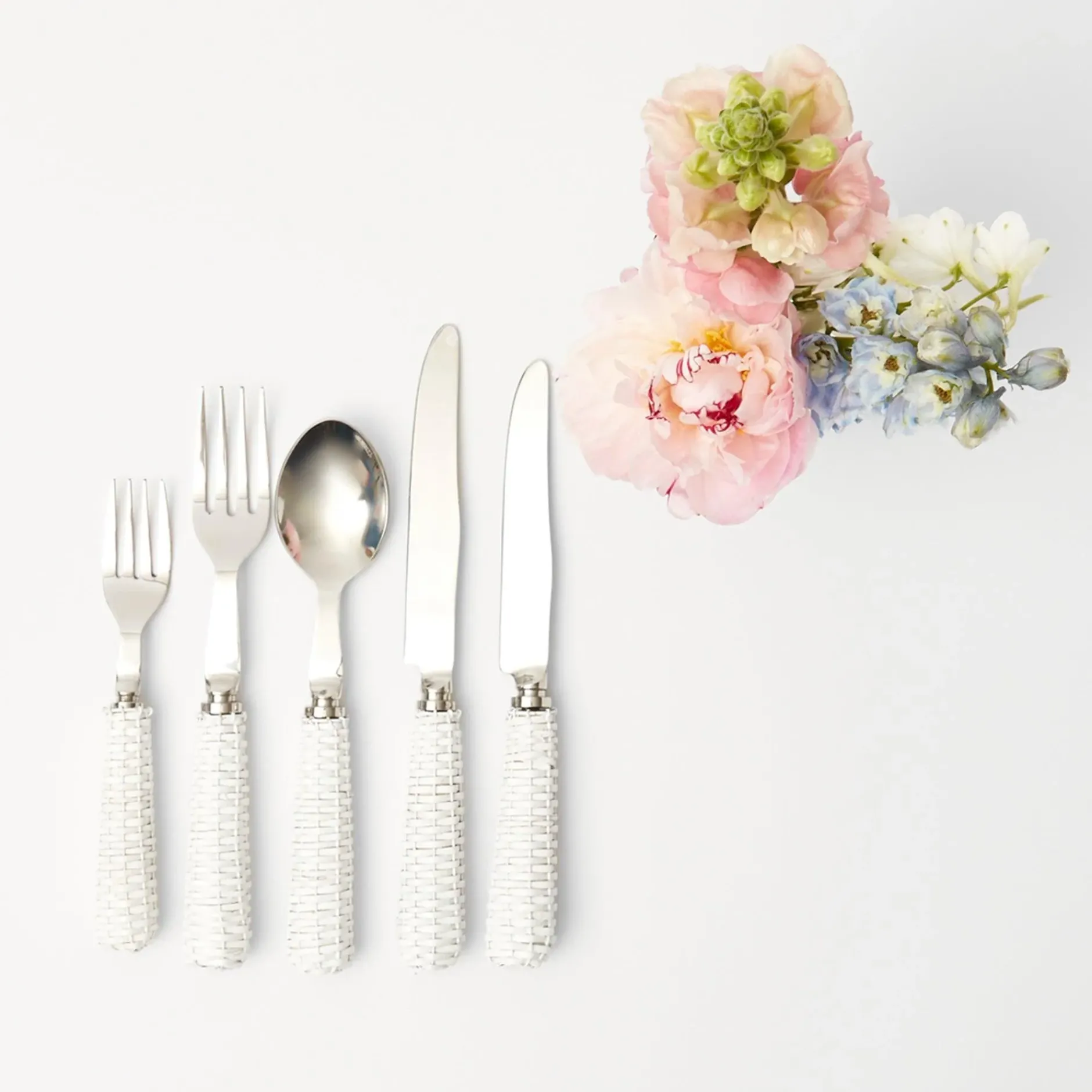 Online Mrs. Alice White Rattan Cutlery (5 Piece)