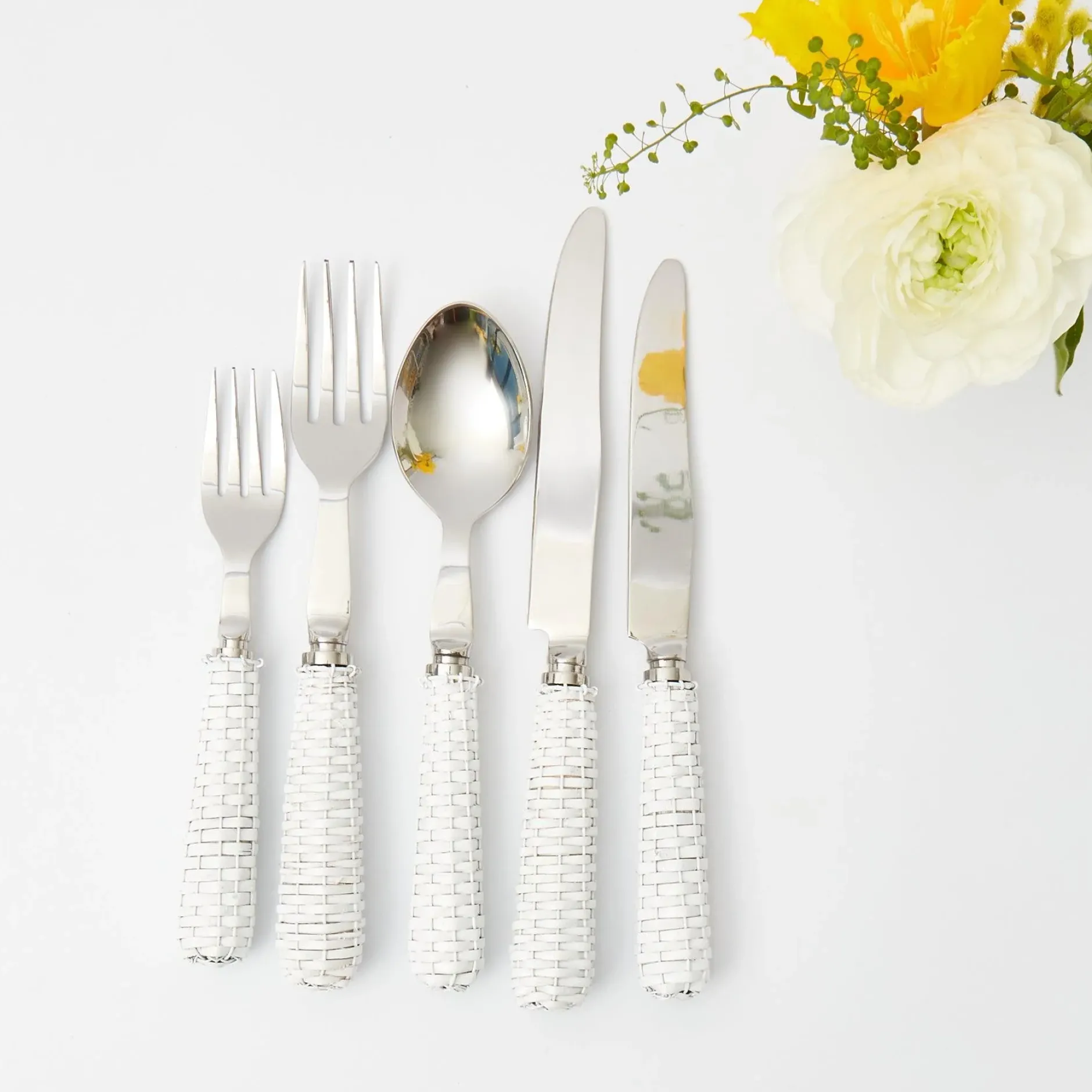 Clearance Mrs. Alice White Rattan Cutlery (5 Piece)