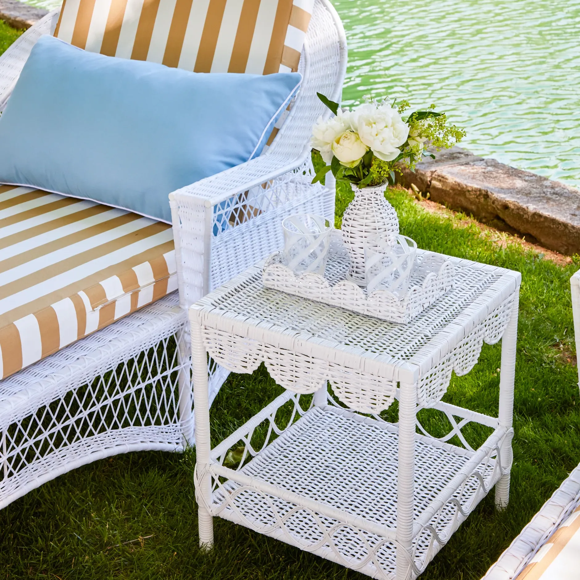 Sale Mrs. Alice White Rattan Outdoor Side Table