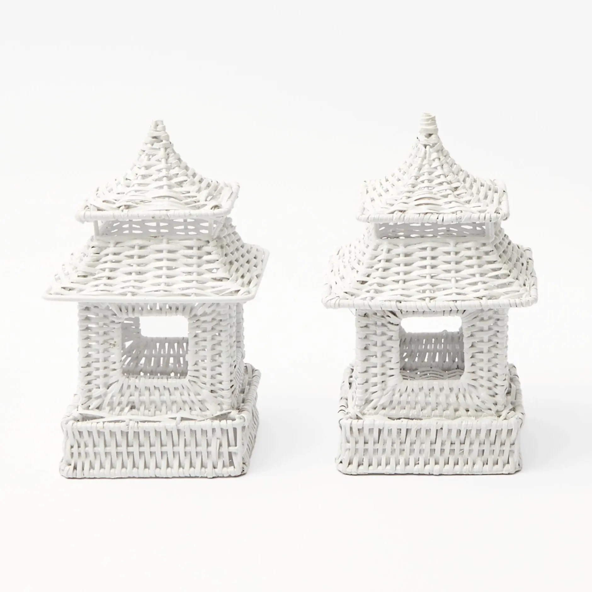Clearance Mrs. Alice White Rattan Pagoda & Urn Vase Set