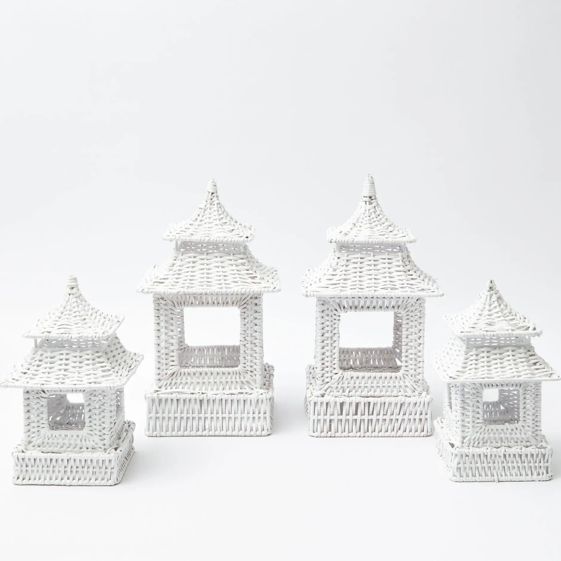 Mrs. Alice White Rattan Pagoda Lantern Set