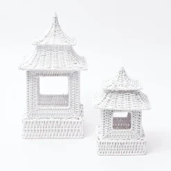 Discount Mrs. Alice White Rattan Pagoda Lantern Set
