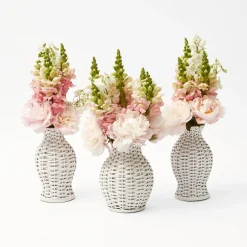 Mrs. Alice White Rattan Vase (Set Of 3)