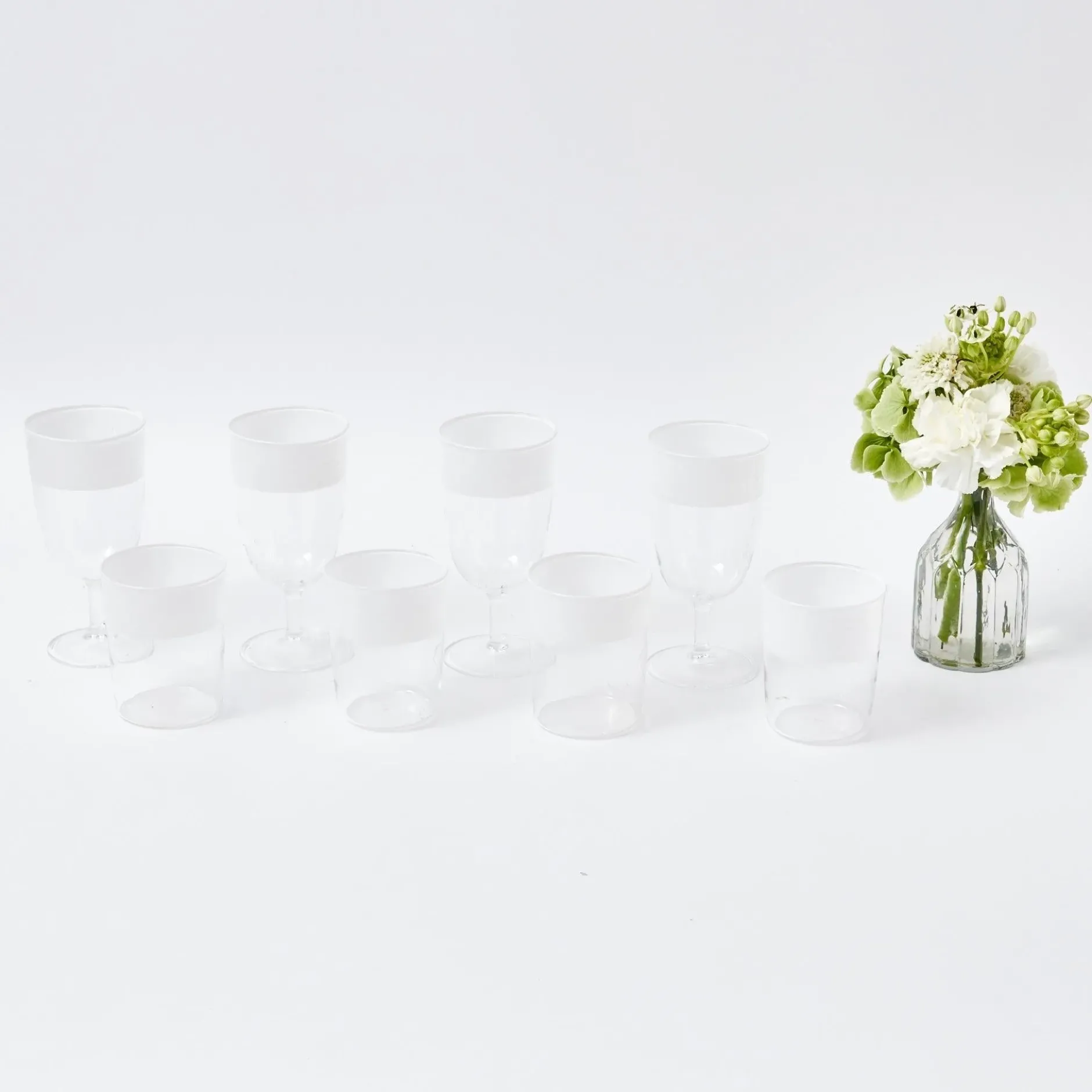 Clearance Mrs. Alice White Ribbon Water & Wine Glassware Set