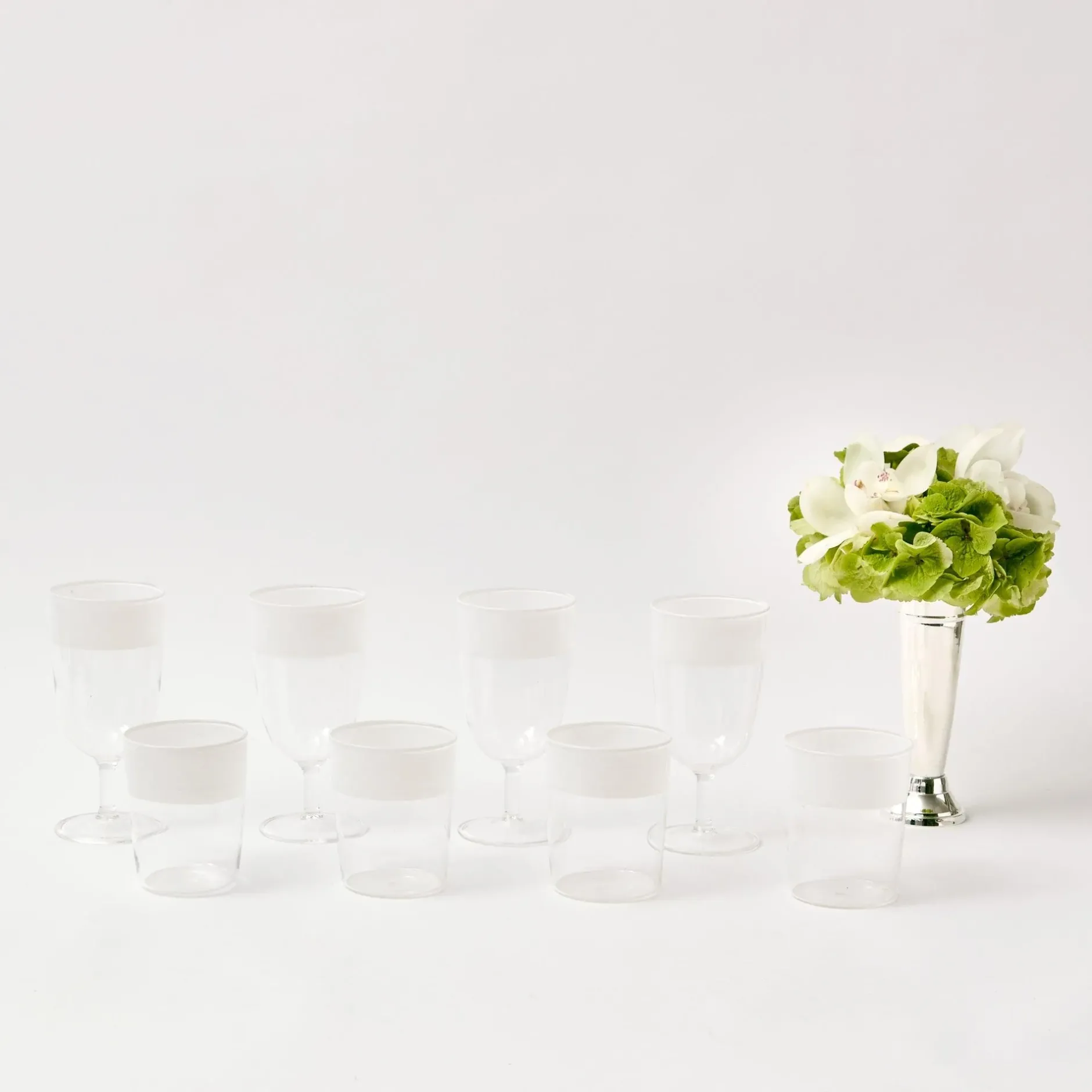 Clearance Mrs. Alice White Ribbon Water & Wine Glassware Set