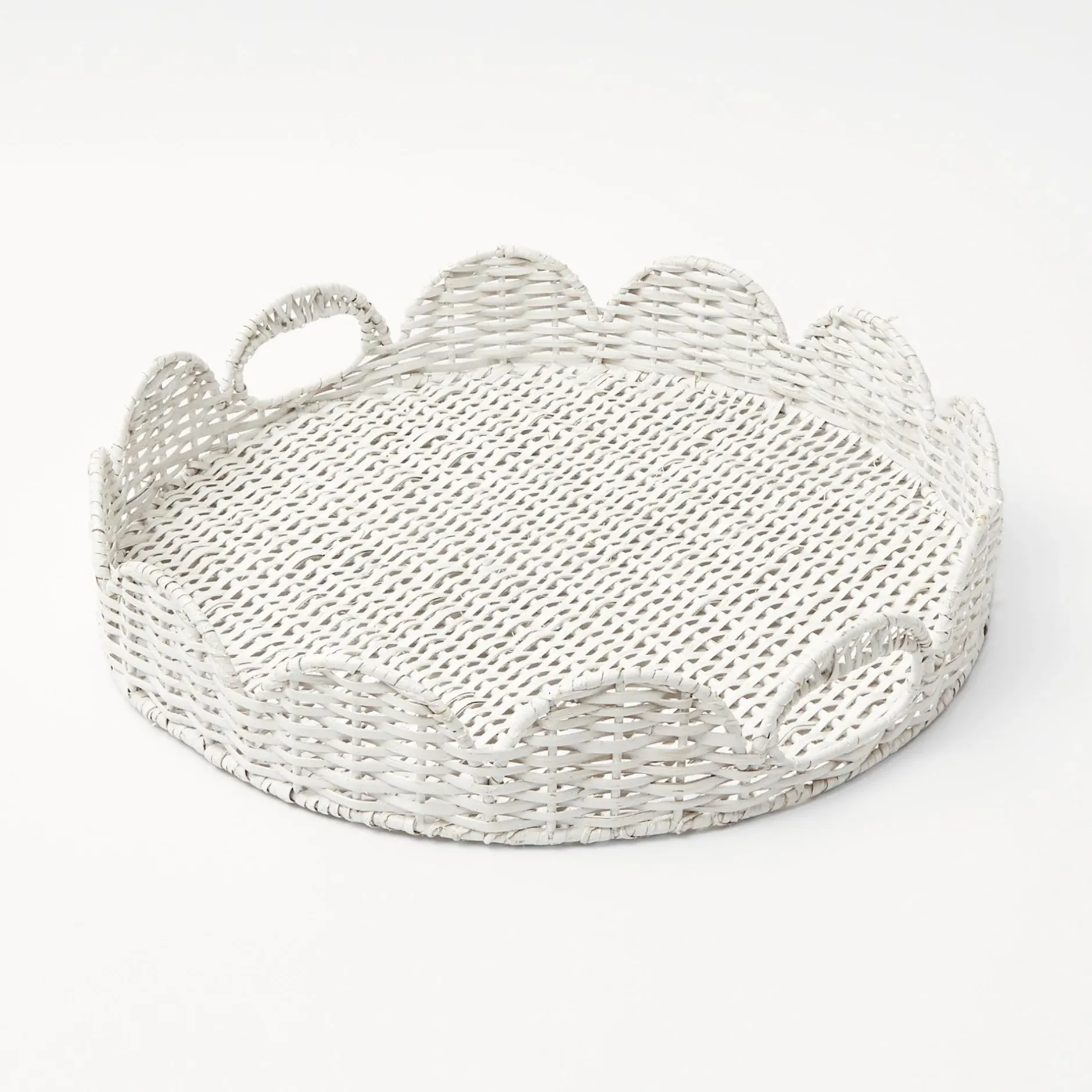 Discount Mrs. Alice White Round Scalloped Rattan Tray