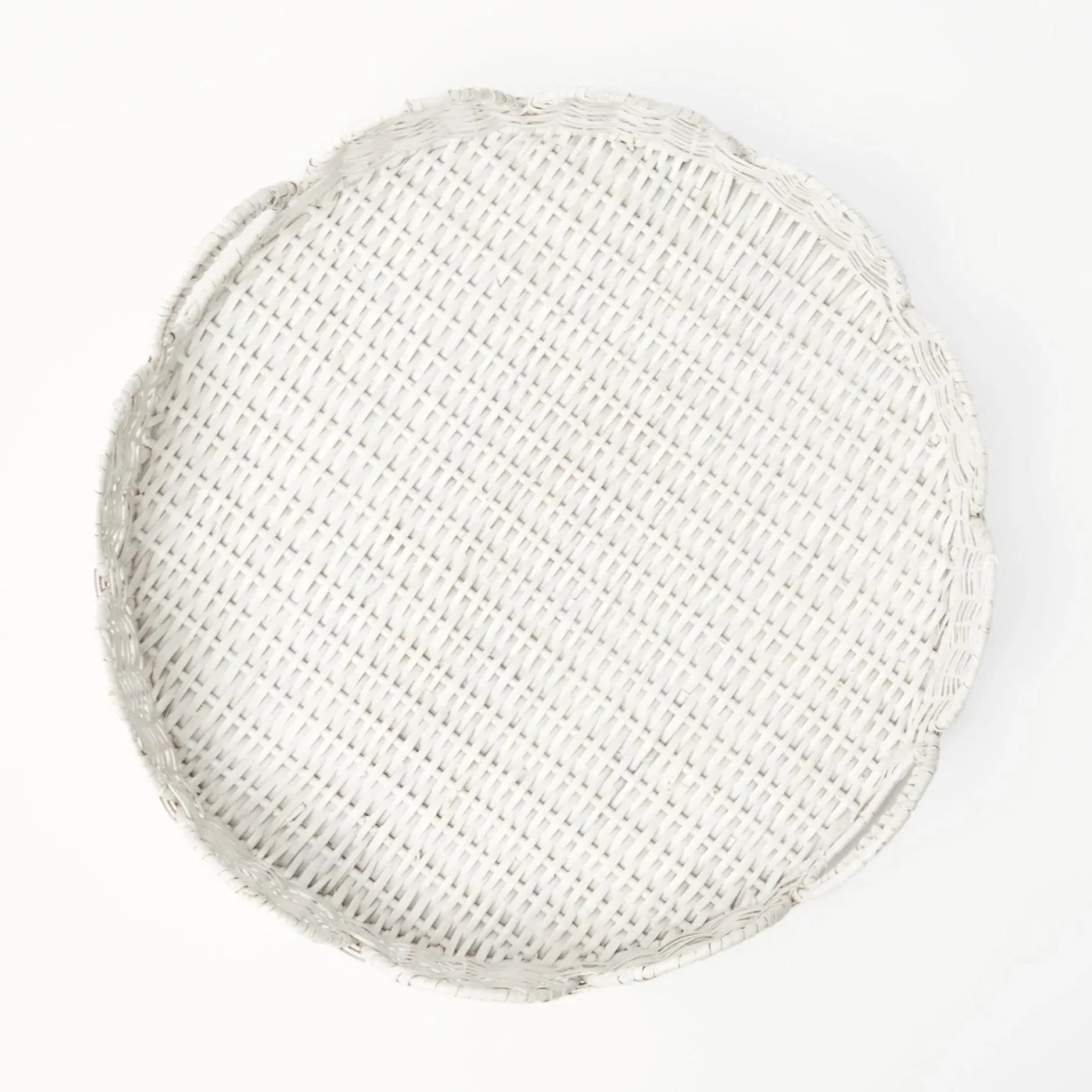 Discount Mrs. Alice White Round Scalloped Rattan Tray