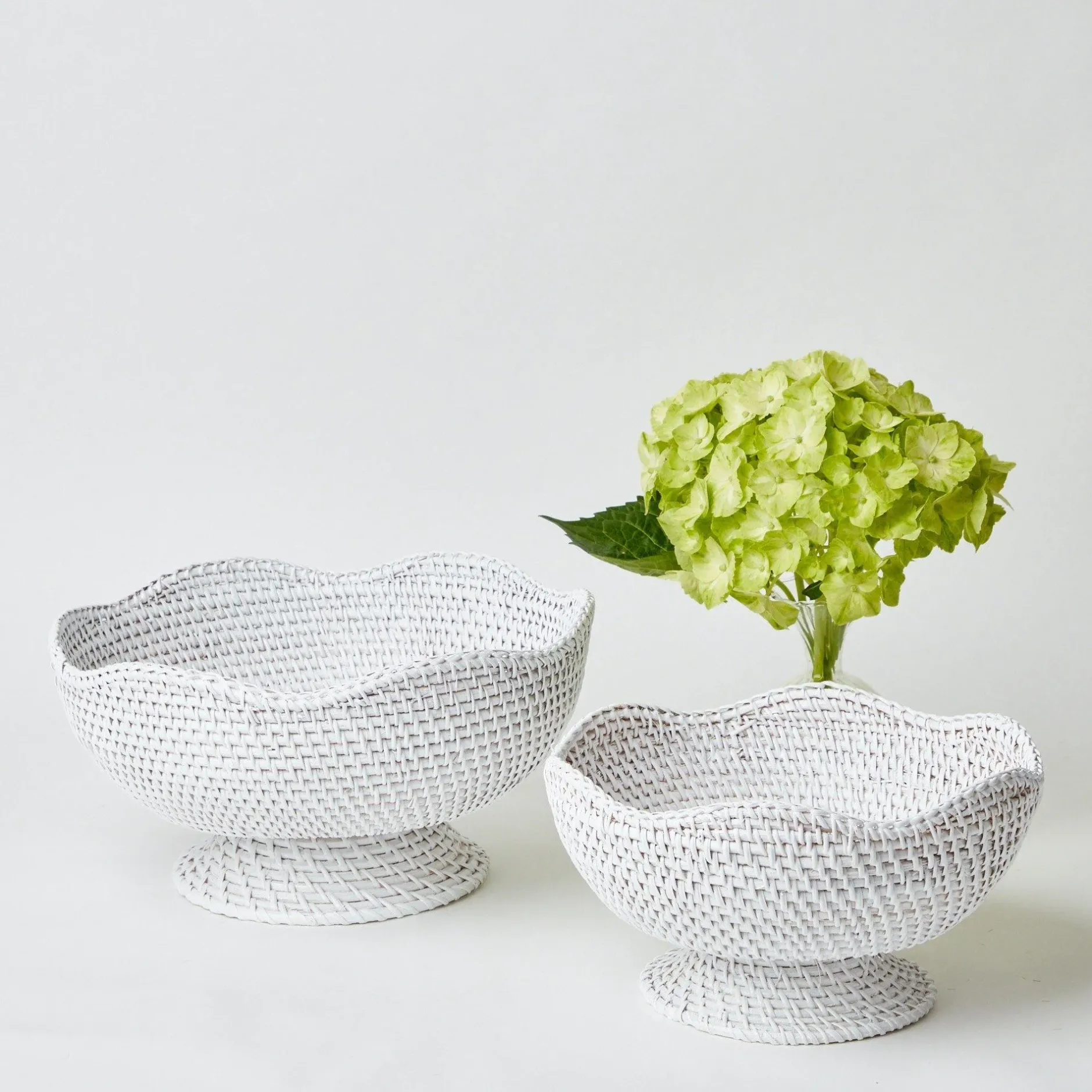 Mrs. Alice White Scalloped Rattan Bowl (Medium)