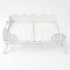 Hot Mrs. Alice White Scalloped Rattan Breakfast Tray