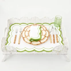 Hot Mrs. Alice White Scalloped Rattan Breakfast Tray