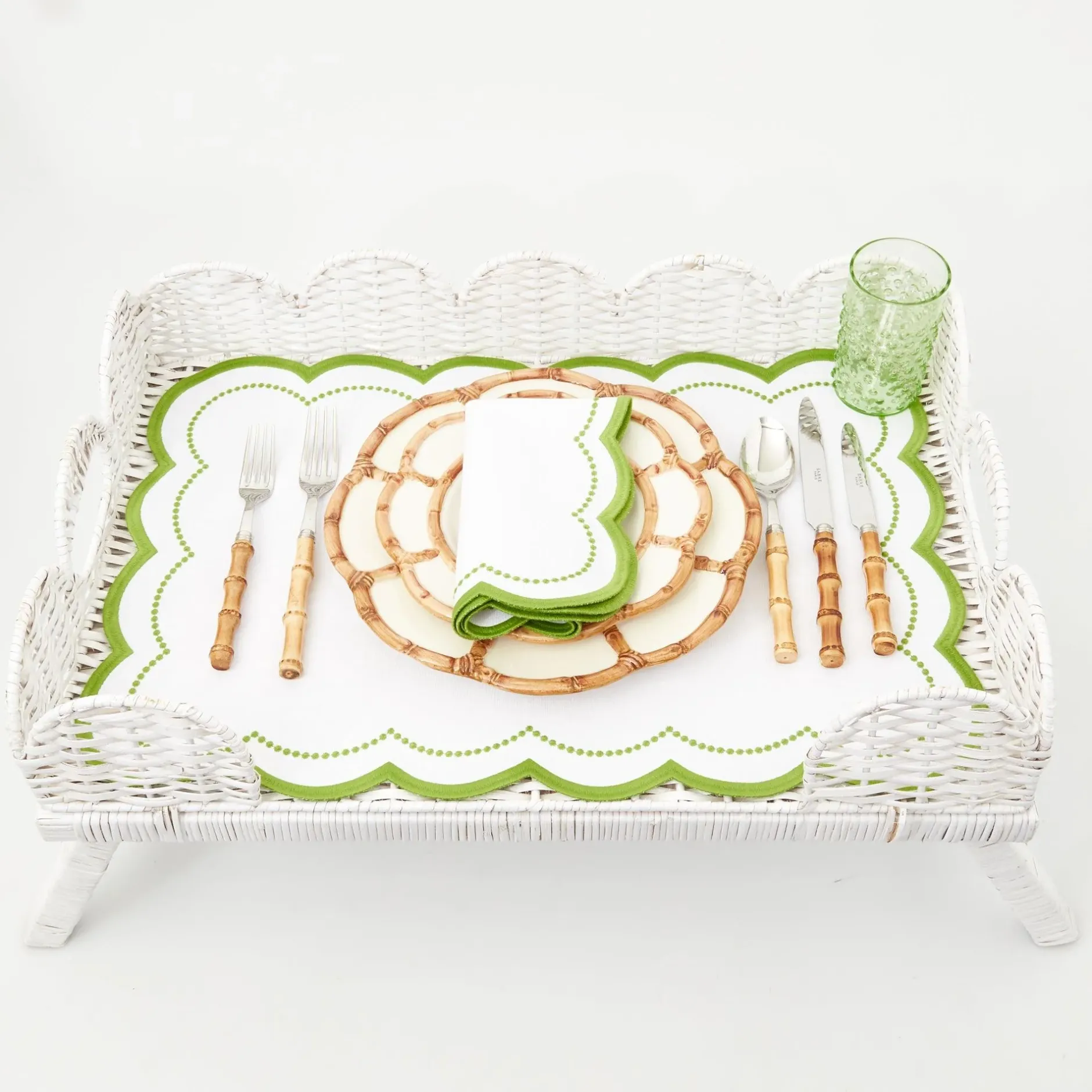 Hot Mrs. Alice White Scalloped Rattan Breakfast Tray