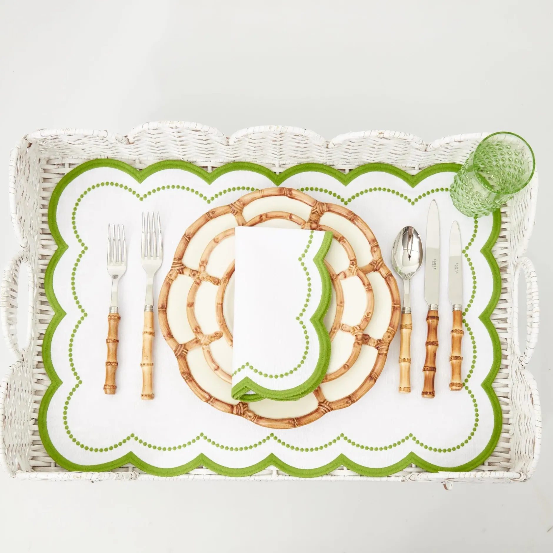 Hot Mrs. Alice White Scalloped Rattan Breakfast Tray