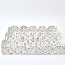 Mrs. Alice White Scalloped Rattan Tray
