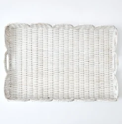 Mrs. Alice White Scalloped Rattan Tray