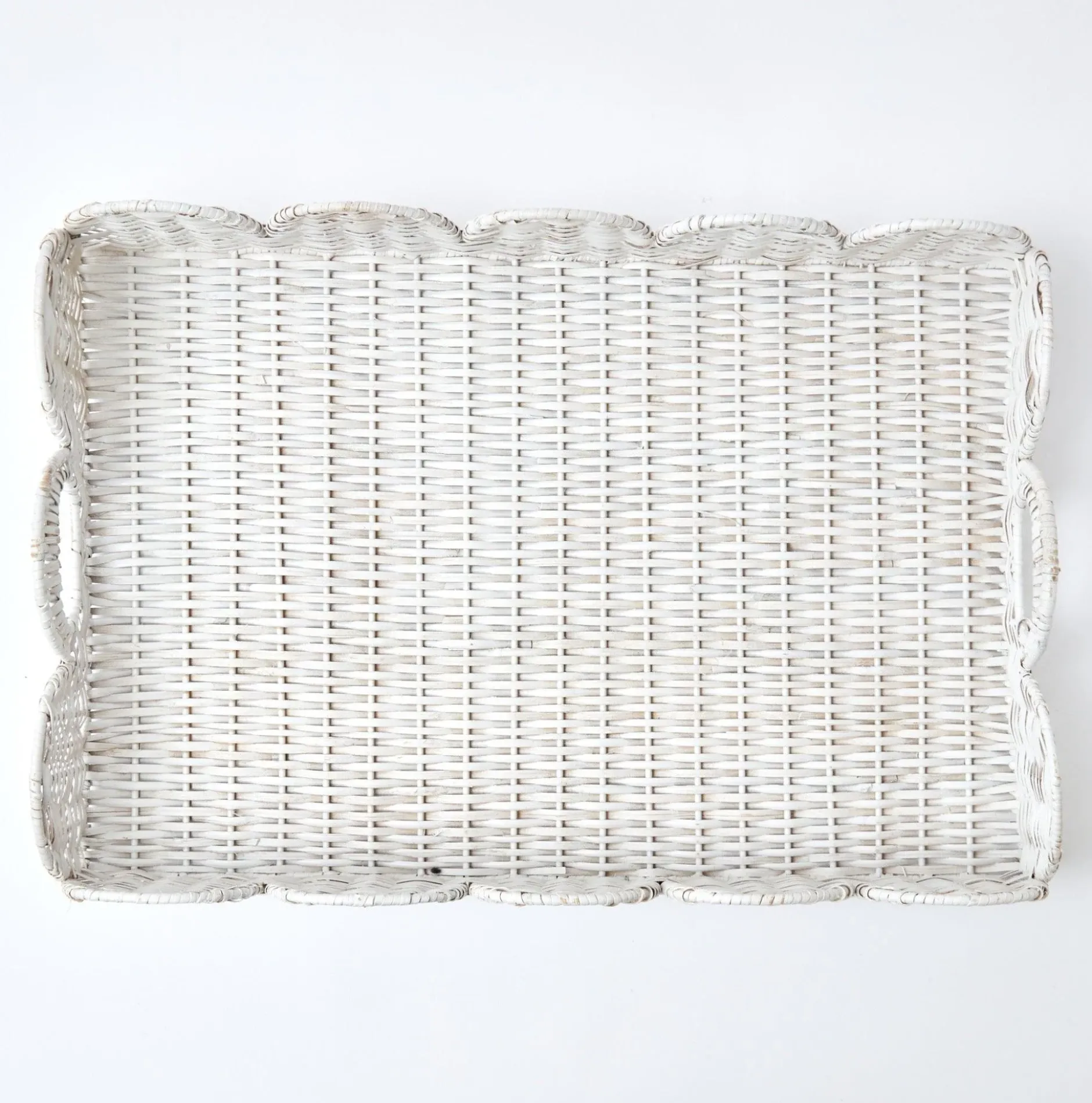Mrs. Alice White Scalloped Rattan Tray