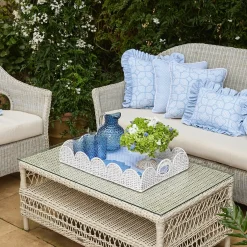 Mrs. Alice White Scalloped Rattan Tray