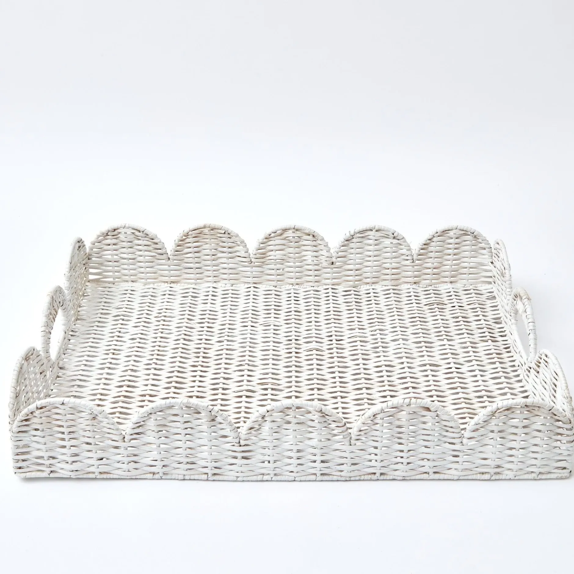 Best Mrs. Alice White Scalloped Rattan Tray