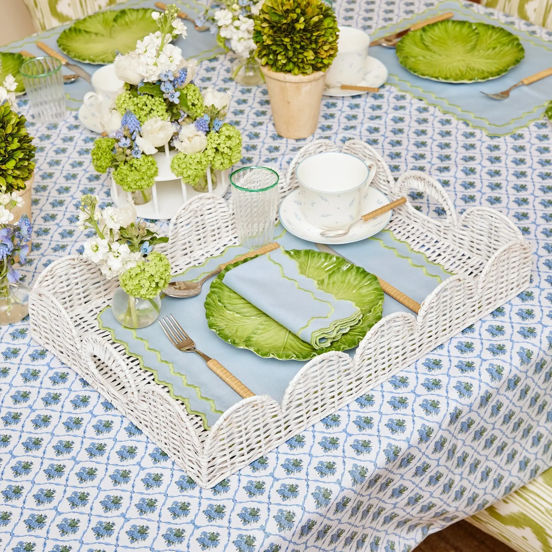 Best Mrs. Alice White Scalloped Rattan Tray